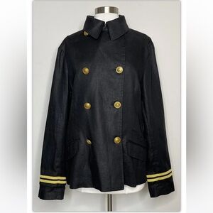 Ralph Lauren Black Linen Marine Pea Coat. Size: XL Rare